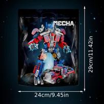 2 viename Mecha Robotas Automobilis Statybiniai Kaladėlių Žaislai Judančios Jungtys Stumdomi Ratukai Vaikams Plytos Žaislas Berniuko Dovana gray