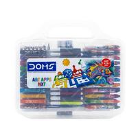 Doms Art Apps Nxt Kit with Plastic Carry Case School Art & Craft Stationery Set for Kids Gifting 9 in 1 Creative Kit gray