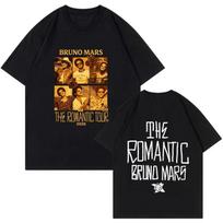 Bruno Mars  The Romantic Tour 2026  Vintage Photo Collage Double-Sided Graphic Oversized Black T-Shirt | Pop Music Fan Tour Merch Tee 4XL brown
