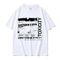 System of A Down Toxicity Albumo Grafika Vyrams Moterims Gotikinio Roko Oversized Streetwear Vyriški 90-ųjų Alternatyvaus Metalo Marškinėliai L white