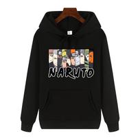 Patogus, minkštas ir storas Anime Naruto spaudinio vyriškas aukštos kokybės laisvalaikio ir madingas šiltas gatvės džemperis rudeniui ir žiemai XL black