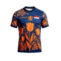 Madingi Nyderlandų tematikos polo marškinėliai su tulpės ir liūto printu XXL blue