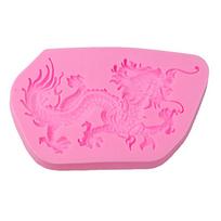 Chinese Dragon Silicone Mold Round Dragon Designs Silicone Fondant Moulds Silicone Baking Supplies for Various Crafts B pink