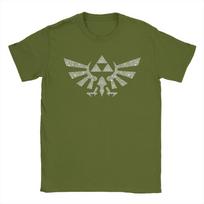 Zeldas Hyrule Crest EleUnisextal Triforce Logo T Shirts Unisex 100 Cotton Vintage TShirts Tees Short Sleeve Clothing Birthday Gift S gray