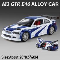 1:24 Scale M4 M3 GTR E46 Car Model Toy Front Wheel Steering Shock Absorption Miniature Cars Models Toys Adults Creative Gifts gray
