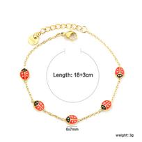 Ladybug Necklace Creative Design Beetle Oil Drip Jewelry Electroplated 18K Gold Stainless Steel Necklace beige