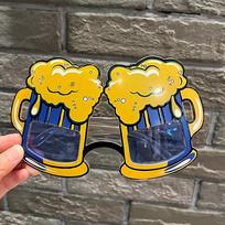 Oktoberfest Party Glasses Blue Yellow Beer Mug Design Lightweight Plastic Photo Booth Prop for Adults Festival Costume Accessory yellow
