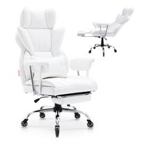 VEVOR Reclining Office Chair with Footrest, Heavy Duty PU Leather Wide Office Chair, Big and Tall Executive Office Chairs with Lumbar Support 36 x 20 x 7 cm