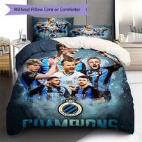Club Brugge KV Champions Team Portrait Print 3 Pieces Duvet Cover Set Belgian Football Bedding Bedroom Decor Without Pillow Core Comforter 135x200cm gray