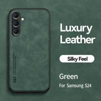 For Samsung Galaxy S24 Magnetic Case Matte Leather Cover Galaxy S24+ S24 Ultra/Galaxy S23 Ultra Camera Shell Shockproof Fundas SAM S23 FE žalia