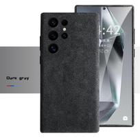 Originalus Alcantara odinis Magsafe dėklas Samsung Galaxy S24 S25 S25 Ultra magnetinis dangtelis Galaxy S25+ tamsiai pilka spalva