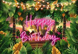 Summer Hawaiian Beach Backdrop Tropical Flowers Aloha Luau Party Birthday Decorations Photography Background Photo Studio Banner Vinyl 150 x100CM pink