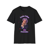 Dame Edna Portrait T-Shirt | Retro Purple Hair, Hello Possums Text 130 black