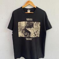 Vintage Nirvana Bleach Album T-Shirt – Retro Black Double-Sided Graphic Tee with Tracklist and Sub Pop Logo – Grunge Band Merchandise L gray