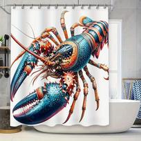 Large Claw Lobster Print Shower Curtain Waterproof Decoration Bathroom Decor Artistic Wall Hanger Home Decorative Waterproof Fab W90xH180cm black