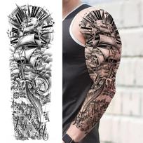 1 lapas Poseidono Dievo Zeuso Laikinos Tatuiruotės Vyrams Suaugusiems Pilnos Rankos Rankovė Netikra Didelio Dydžio Tatuiruotės Lipdukas Perkeliamas Vienkartinis China Mainland gray