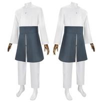 Naruto Shippuden Neji Hyuga 2nd Generation Cosplay Full Set, Men & Kids Costume with Wig and Shoes XL gray