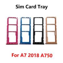 For Samsung Galaxy A7 2018 A750 Sim Card Slot Tray Holder Sim Card Reader Socket Replacement Parts A7 2018 A750 black black