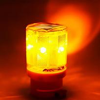Solar Powered LED Traffic Strobe Warning Lights Flicker Beacon Road Barricade Construction Sign Lamp geltona