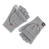 Winter Flip Two purpose Half finger Gloves for Women Cold Proof and Warm Students Touch Screen Gloves Thickened Plush Finger Revet Gloves for Men One size gray