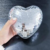 Heart-Shaped Disco Ball Decorations Lightweight Glass Reflective Atmosphere Products Reflective Keychain Glass Decorations white