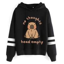 Kawaii animacinis kapibara su gobtuvu moterims vyrams Harajuku mada grafiniai gatvės drabužiai unisex bliuzonai su gobtuvu viršus 4XL black