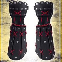 Medieval Samurai PU Leather Arm Armor Bracer Long Glove Viking Knight Cosplay Costume Steampunk Fantasy Gauntlet Wristband One Size juoda