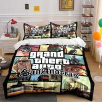 Grand Theft Auto San Andreas Dizaino Patalynės Komplektas (1 antklodės užvalkalas, 2 pagalvių užvalkalai, antklodė neįtraukta) sofos 240x220cm