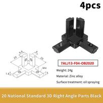 4Pcs Black 3 Way End Angle Bracket Connectors For Europe 1515 2020 National 3030 Standard Aluminium Extrusion Profile Sockets as the picture black