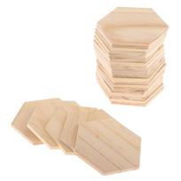 25 Pieces Wooden Slices Wood Hexagon Shapes DIY Craft Decorations Wedding beige