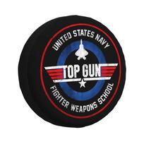 Custom Top Gun Maverick Fighter Weapons School Spare Tire Cover for CRV 4WD 4x4 RV Car Wheel Protectors 14  15  16  17 15inch black