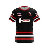 Coolwick Hammer Bowling Jersey Stripe Hammer Logo Short Sleeve Performance T-Shirt Pro Player Fan Casual  Matching 6XL black
