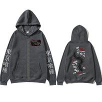 Anime Tokyo Ghoul Ken Kaneki Zipper Hoodies Men Women Clothing Fashion Zip Up Hooded Sweatshirts Long Sleeves Jacket Caot Hoodie 2XL black