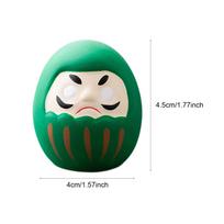 Daruma Figurine Made of Japanese with Handcrafted Details, Decorative Statuette, Symbolic Ornament, žalia