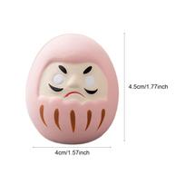 Daruma Figurine Made of Japanese with Handcrafted Details, Decorative Statuette, Symbolic Ornament, rožinė
