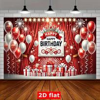2D Luxury Red Birthday Backdrop for Formal or Themed Birthday Photoshoot 59×39inch/150*100cm white