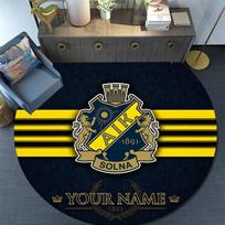 Custom Name AIK Round Area Rug,Carpet Rug for Living Room Bedroom Sofa Playroom Decor,Non-slip Floor Mat 120cmx120cm