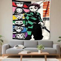 Tanjiro and Demon Slayer Characters Print Patterned tapestry for bedroom and living room home decor 100x150cm(39x59in) white