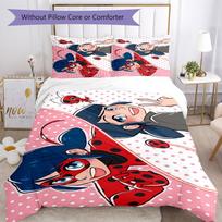 3pcs Ladybug Bedding Set Duvet Cover Closure Includes 1 Duvet Cover & 2 Pillowcases, Soft and Comfortable for All Seasons. 135cmx200cm