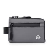 Portable RFID Blocking Rfid Credit Card Holder Anti-Theft Zipper Men Wallets Ultra-Thin Multi-Compartment Zipper Coin Purse gray