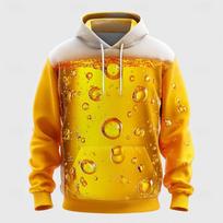 Beer Bottle Splash Print Men Hoodie, Realistic Foamy Drink Graphic Loose Pullover, Ideal for Passionate Outdoor Nature Lovers 5XL
