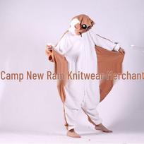 Flying Squirrel Cartoon Animal Onesie Pajamas for Couples Large white