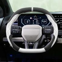 For KIA EV3 EV4  EV5 EV49 2023-2025 Suede Car Steering Wheel Cover Anti Slip Sweat Absorbing Special Interior Accessories juoda balta spalva