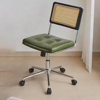 Office Chair Retro Computer Chair Simple Study Desk Armchair Swivel Backrest Lift Chair Leather Armchair with Rocking Function