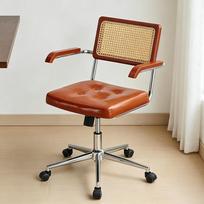 Office Chair Retro Computer Chair Simple Study Desk Armchair Swivel Backrest Lift Chair Leather Armchair with Rocking Function
