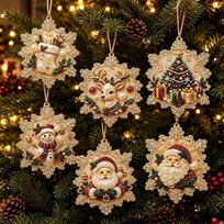 DIY Christmas Pearl Painting Kit Rope Tag Ornament Xmas Tree Decor 28