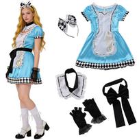 Cosplay Prom Party Costume Adult Alice Cosplay Suit, Maid Dress Halloween Cosplay XL blue