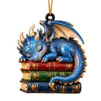Fantasy Dragon Decoration for Home Bookish Ornament, Book Dragons Christmas Hanging Festive Ornament Fireplace Decoration, Acrylic Gothic Pendant, E