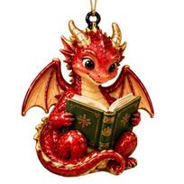 Fantasy Dragon Decoration for Home Bookish Ornament, Book Dragons Christmas Hanging Festive Ornament Fireplace Decoration, Acrylic Gothic Pendant, B brown