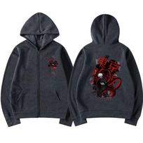 Anime Tokyo Ghoul Kaneki Ken Graphic Zipper Hoodie Men Women Casual Hooded Pullover Fashion Oversized Zip Up Sweatshirts Jackets M black